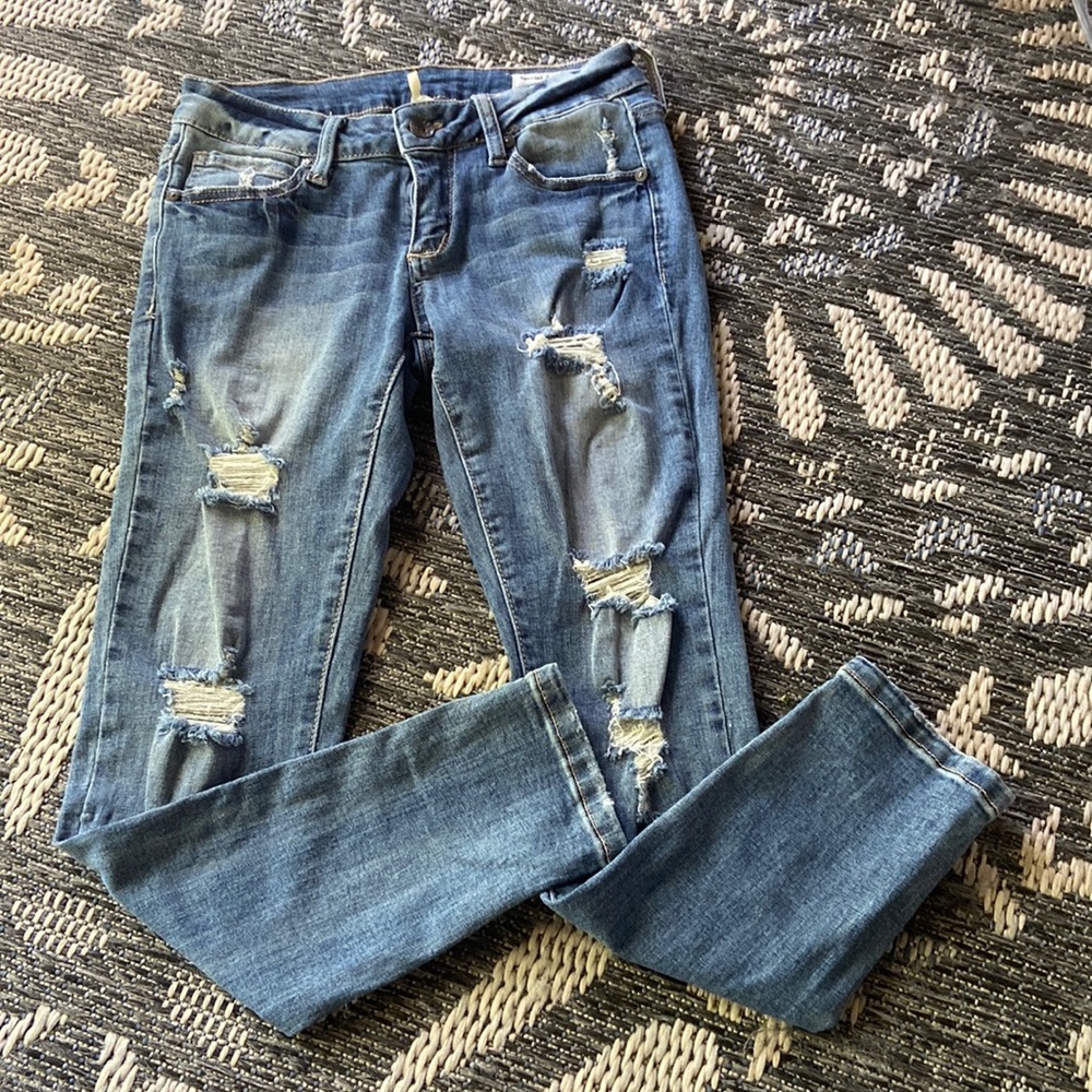 Cropped Skinny Destroyed Jeans